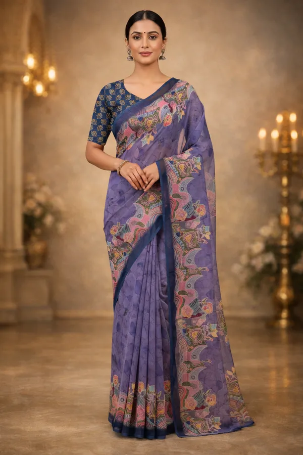 Purple_Pure_Georgette_Saree_Matching_Blouse_Piece_For_Women