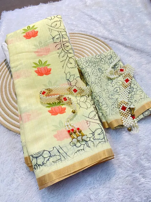 Pastel_Yellow_Pure_Jamdhani_Cotton_Saree_Matching_Blouse_Piece_For_Women