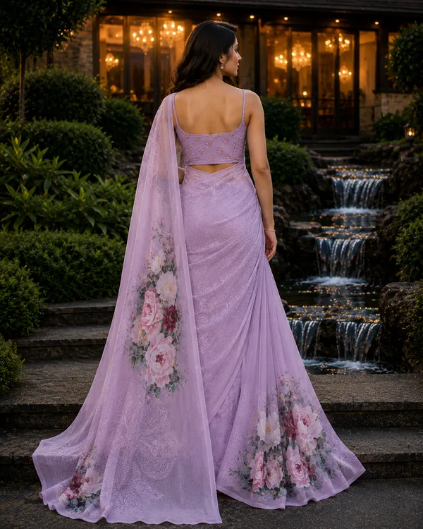 Lavender_Pure_Georgette_Saree_Matching_Blouse_Piece_For_Women