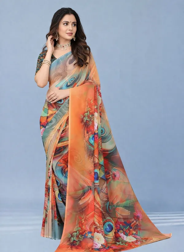 Pure_Georgette_Saree_Matching_Blouse_Piece_For_Women