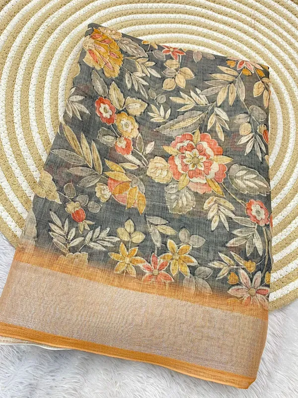 Grey_Pure_Jamdhani_Cotton_Saree_Matching_Blouse_Piece_For_Women