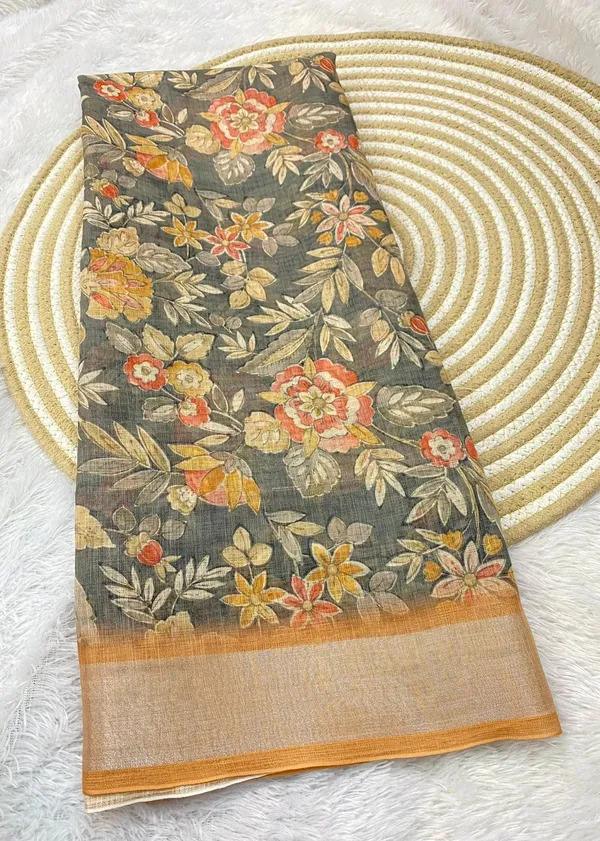Grey_Pure_Jamdhani_Cotton_Saree_Matching_Blouse_Piece_For_Women