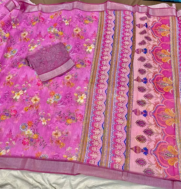 Pink_Pure_Jamdhani_Cotton_Saree_Matching_Blouse_Piece_For_Women
