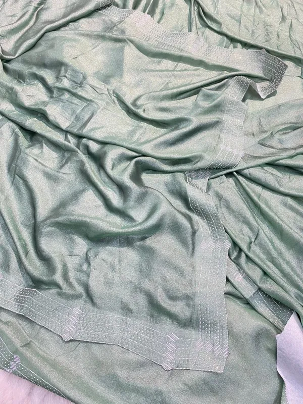 Mint_Green_Mulberry_Silk_Saree_Matching_Blouse_Piece_For_Women