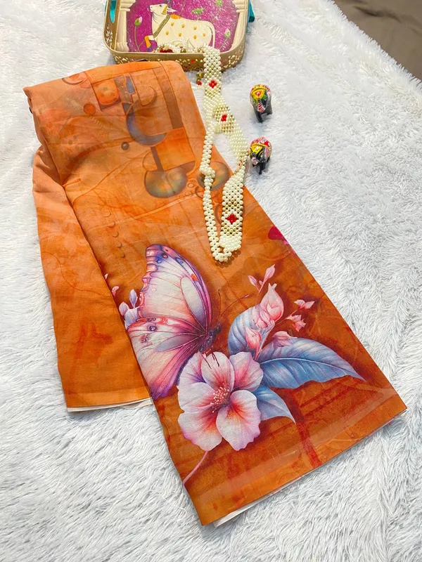 Orange_Pure_Georgette_Saree_Matching_Blouse_Piece_For_Women