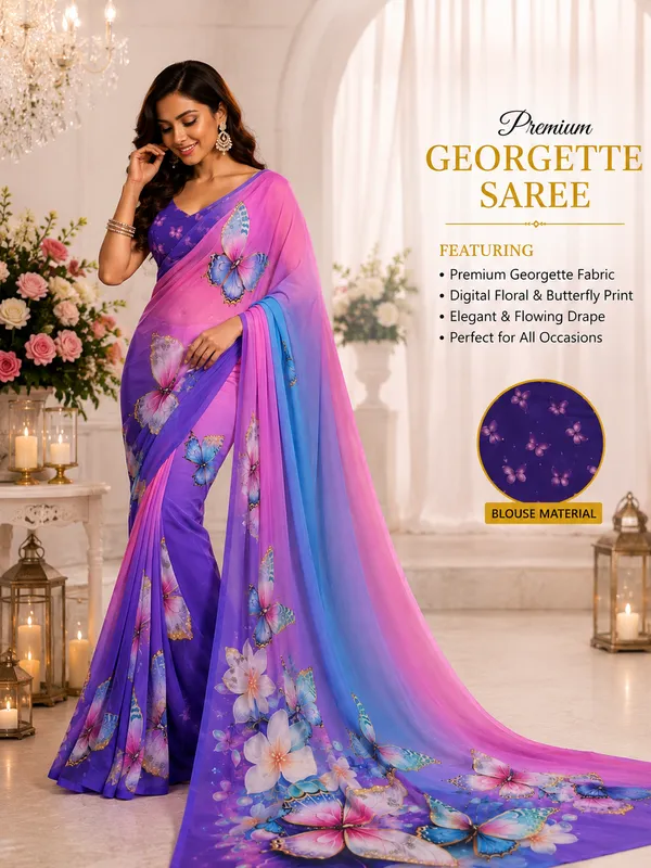 Pure_Georgette_Saree_Matching_Blouse_Piece_For_Women