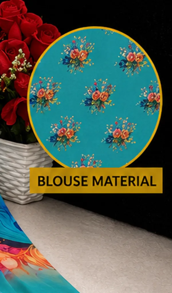 Turquoise_Pure_Georgette_Saree_Matching_Blouse_Piece_For_Women