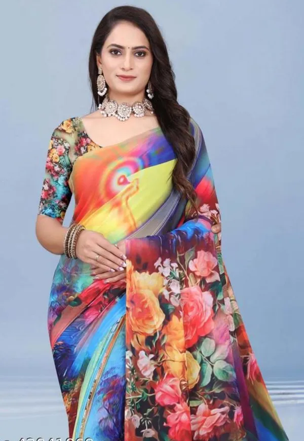 Pure_Georgette_Saree_Matching_Blouse_Piece_For_Women