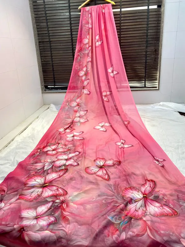 Pink_Pure_Georgette_Saree_Matching_Blouse_Piece_For_Women