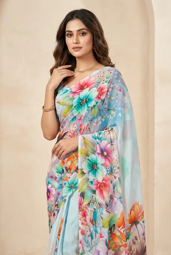 Pure_Georgette_Saree_Matching_Blouse_Piece_For_Women