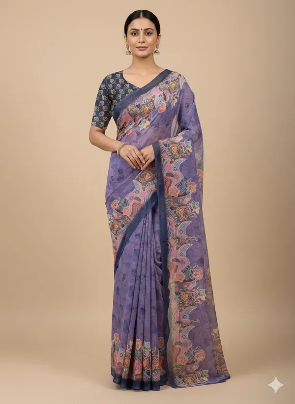 Purple_Pure_Georgette_Saree_Matching_Blouse_Piece_For_Women