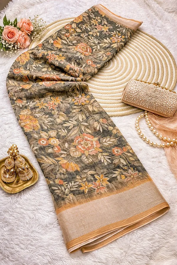 Grey_Pure_Jamdhani_Cotton_Saree_Matching_Blouse_Piece_For_Women