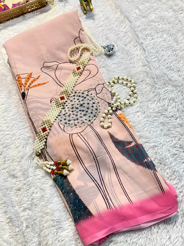 Pink_Pure_Georgette_Saree_Matching_Blouse_Piece_For_Women