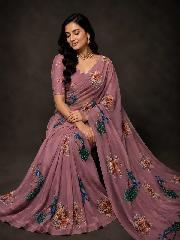 Mauve_Pure_Georgette_Sareematching_Blouse_Piece_For_Women