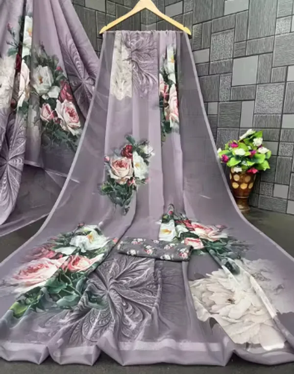 Lavender_Pure_Georgette_Saree_Matching_Blouse_Piece_For_Women