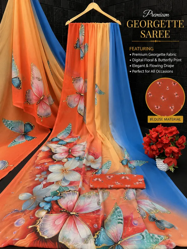 Pure_Georgette_Saree_Matching_Blouse_Piece_For_Women