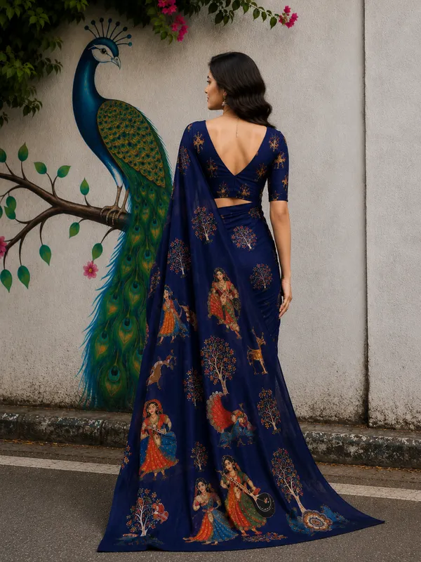 Navy_Blue_Moss_Silk_Crepe_Saree_Matching_Blouse_Piece_For_Women