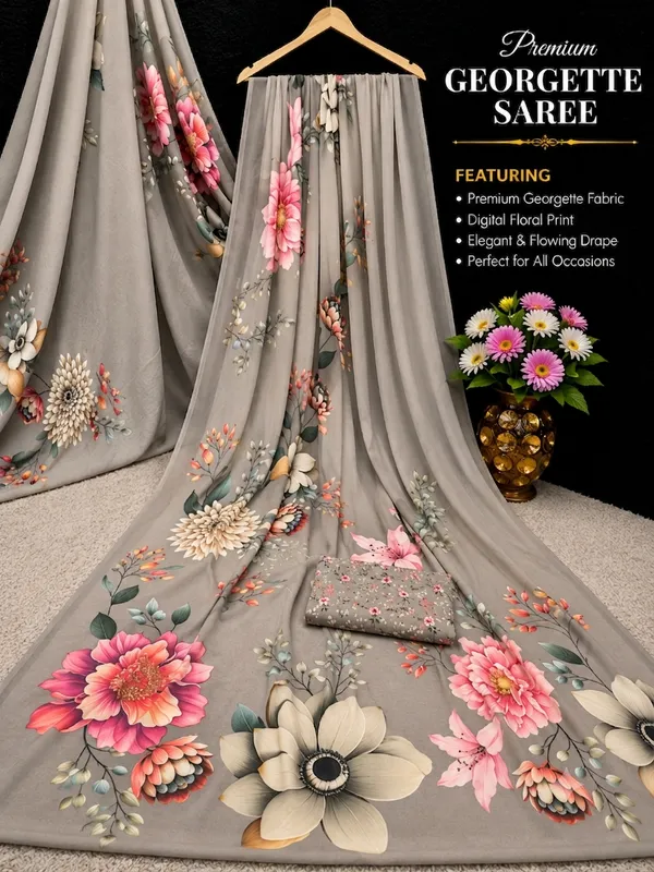 Light_Grey_Pure_Georgette_Saree_Matching_Blouse_Piece_For_Women