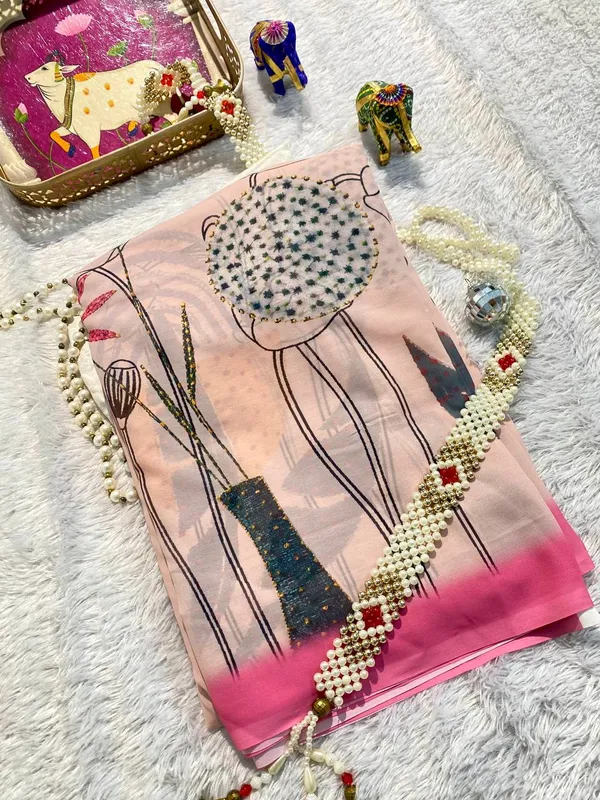Pink_Pure_Georgette_Saree_Matching_Blouse_Piece_For_Women