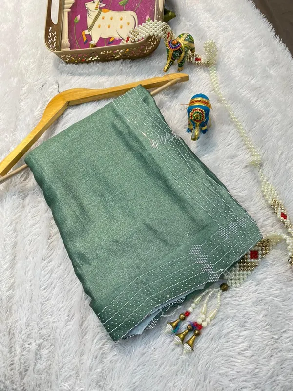 Mint_Green_Mulberry_Silk_Saree_Matching_Blouse_Piece_For_Women
