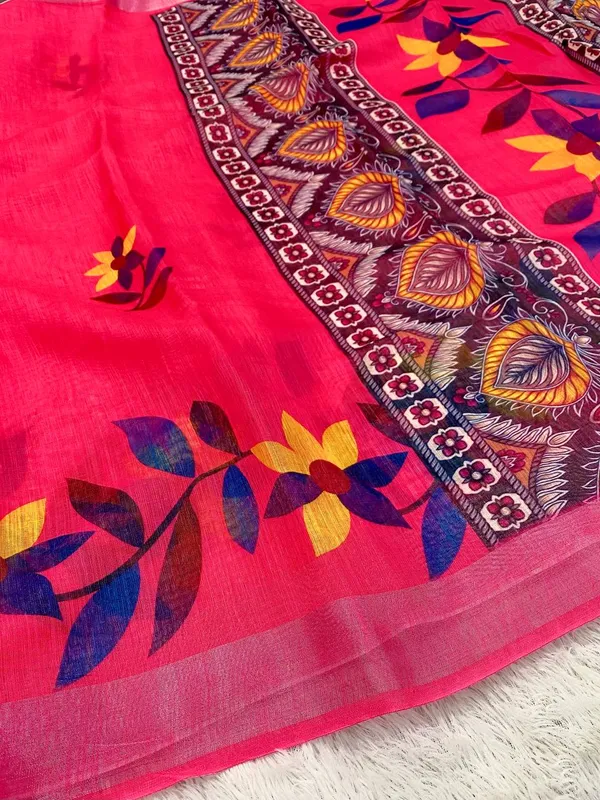 Pink_Pure_Jamdhani_Cotton_Saree_Matching_Blouse_Piece_For_Women