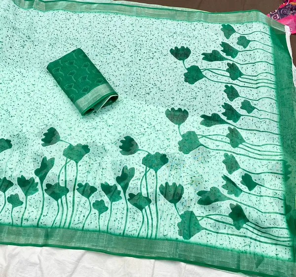 Light_Green_Pure_Jamdhani_Cotton_Saree_Matching_Blouse_Piece_For_Women