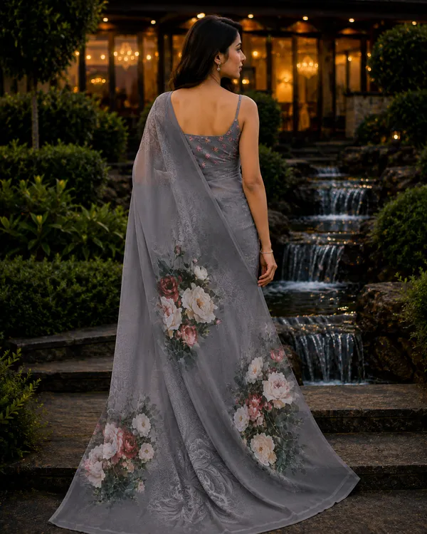 Muted_Grey_Pure_Georgette_Saree_Matching_Blouse_Piece_For_Women