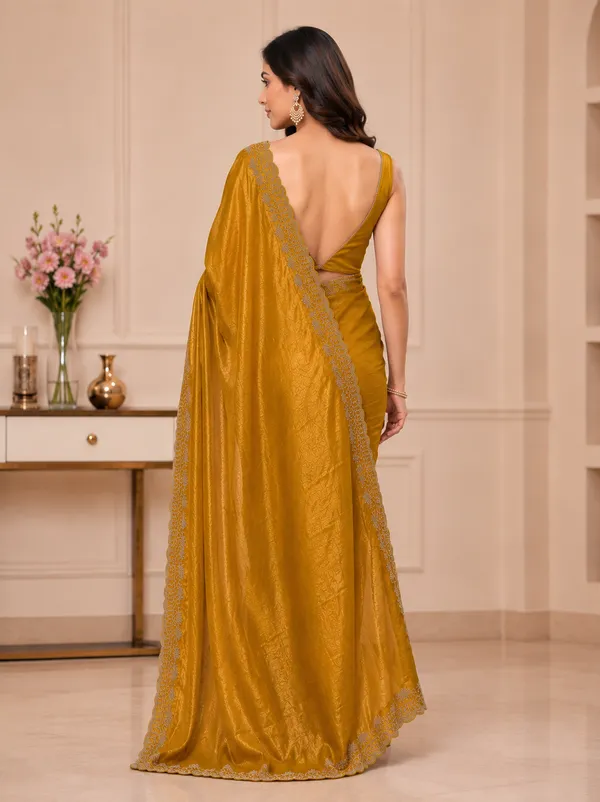 Mustard_Yellow_Mulberry_Silk_Saree_Matching_Blouse_Piece_For_Women