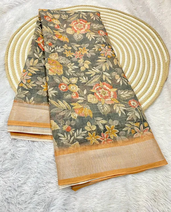 Grey_Pure_Jamdhani_Cotton_Saree_Matching_Blouse_Piece_For_Women