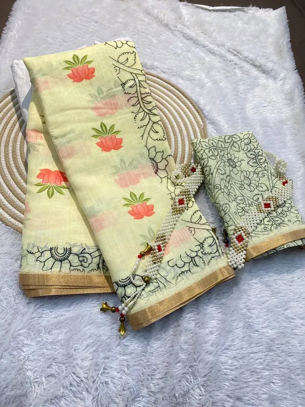 Pastel_Yellow_Pure_Jamdhani_Cotton_Saree_Matching_Blouse_Piece_For_Women