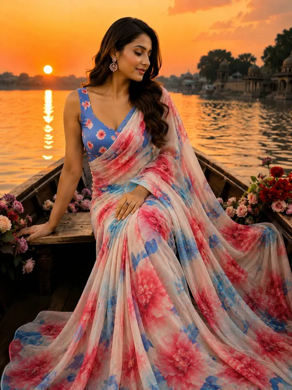 Pure_Georgette_Saree_Matching_Blouse_Piece_For_Women
