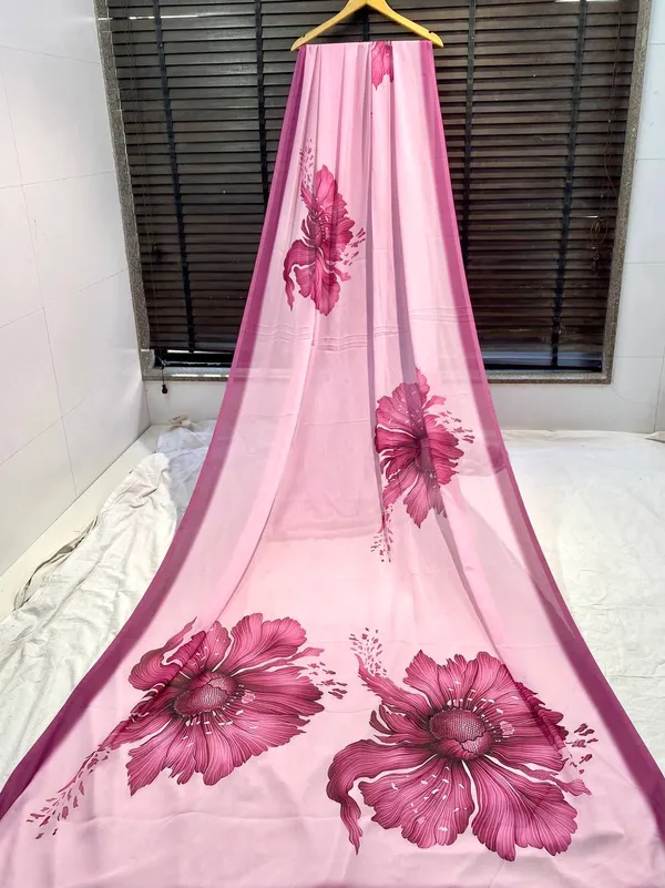 Pink_Pure_Georgette_Saree_Matching_Blouse_Piece_For_Women