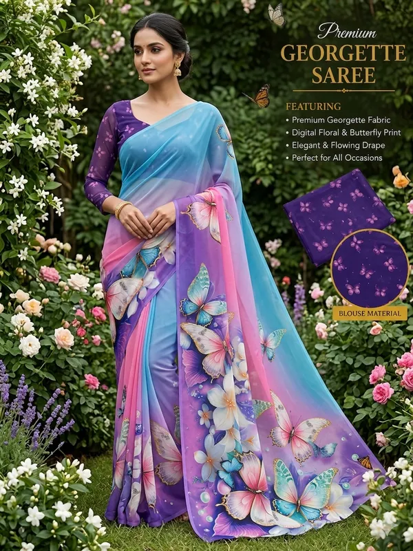 Pure_Georgette_Saree_Matching_Blouse_Piece_For_Women