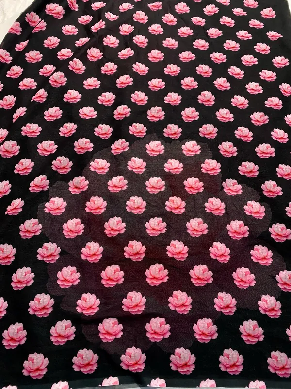 Black_And_Pink_Pure_Georgette_Saree_Matching_Blouse_Piece_For_Women