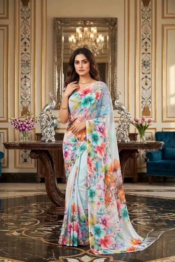 Pure_Georgette_Saree_Matching_Blouse_Piece_For_Women