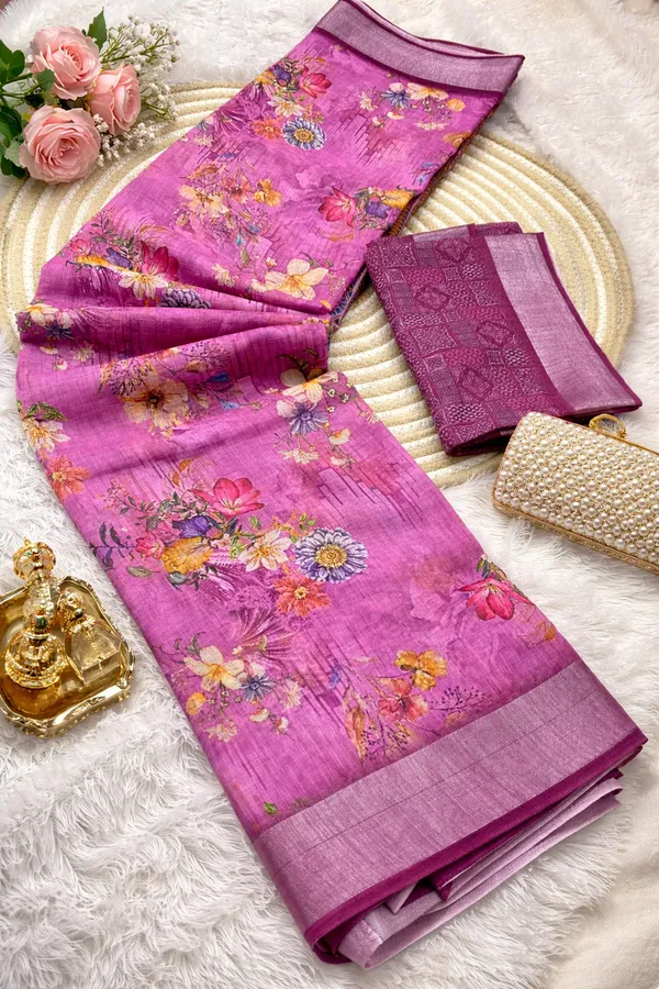 Pink_Pure_Jamdhani_Cotton_Saree_Matching_Blouse_Piece_For_Women