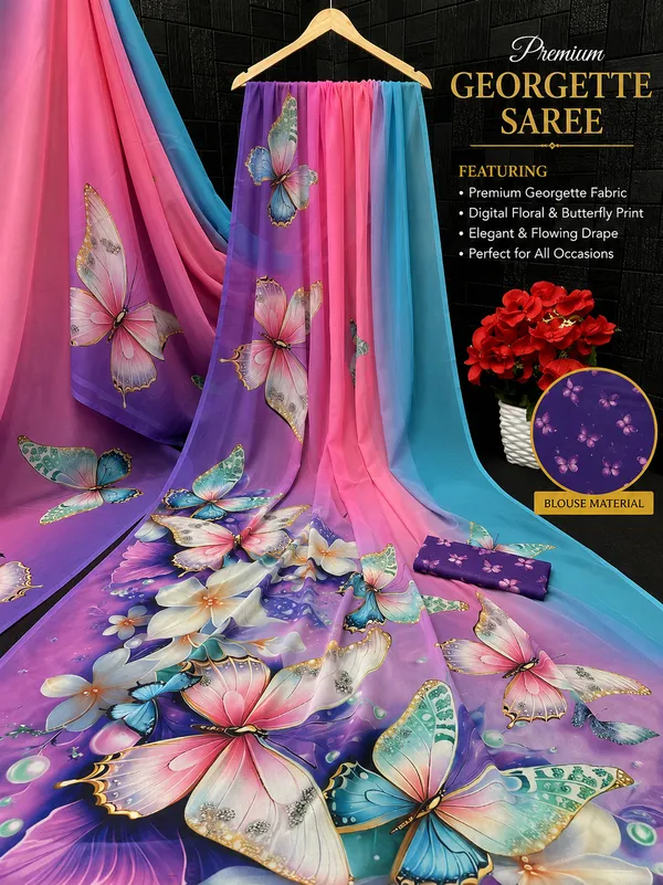 Pure_Georgette_Saree_Matching_Blouse_Piece_For_Women