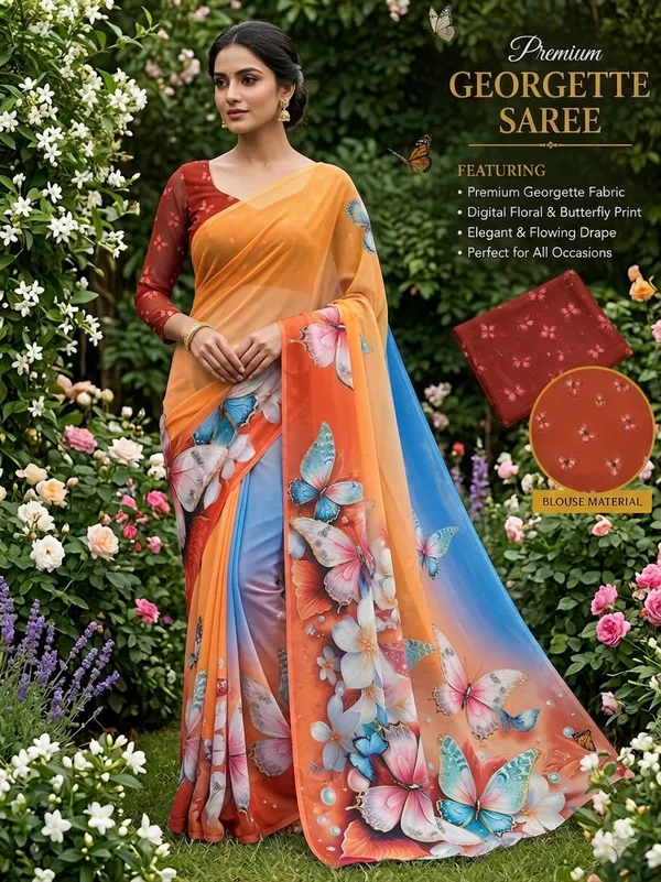 Pure_Georgette_Saree_Matching_Blouse_Piece_For_Women