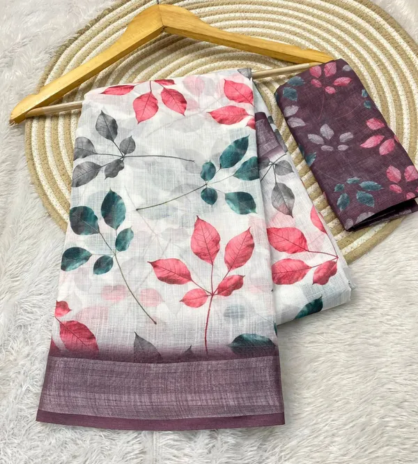 White_Pure_Jamdhani_Cotton_Saree_Matching_Blouse_Piece_For_Women