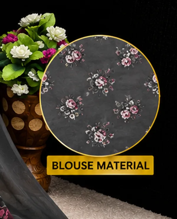 Grey_Pure_Georgette_Saree_Matching_Blouse_Piece_For_Women