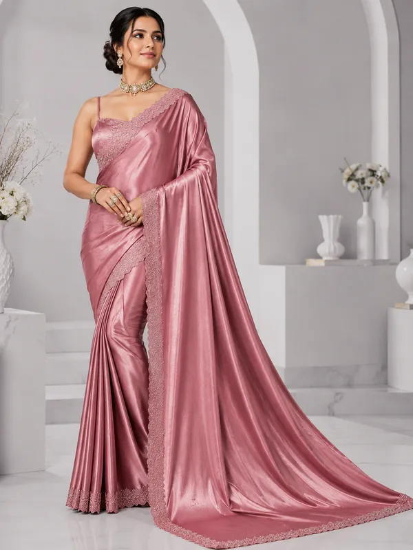 Pink_Mulberry_Silk_Saree_Matching_Blouse_Piece_For_Women
