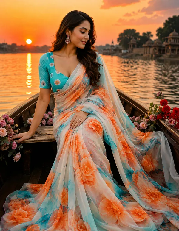 Pure_Georgette_Saree_Matching_Blouse_Piece_For_Women