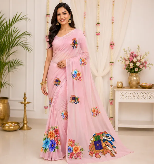 Light_Pink_Pure_Georgette_Saree_Matching_Blouse_Piece_For_Women