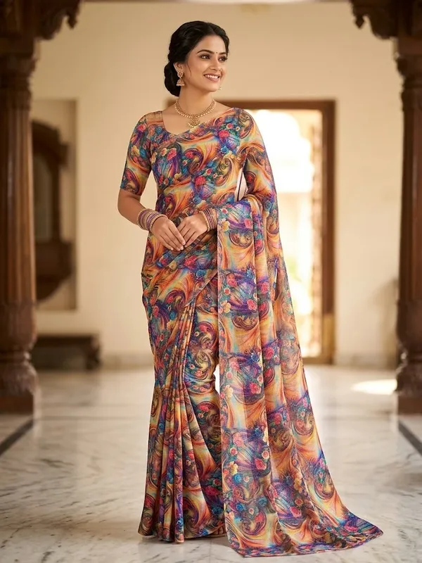 Pure_Georgette_Saree_Matching_Blouse_Piece_For_Women
