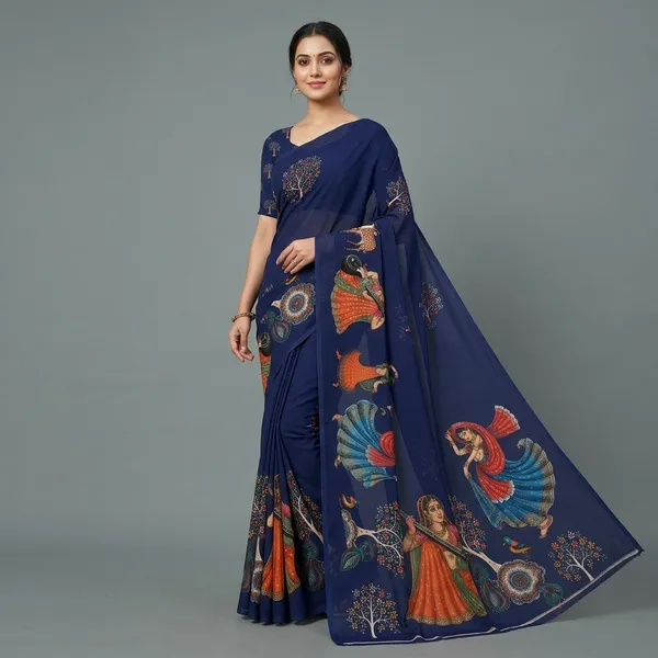 Navy_Blue_Moss_Silk_Crepe_Saree_Matching_Blouse_Piece_For_Women