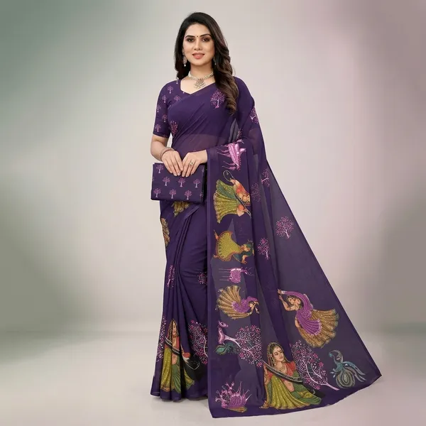 Purple_Moss_Silk_Crepe_Saree_Matching_Blouse_Piecefor_Women