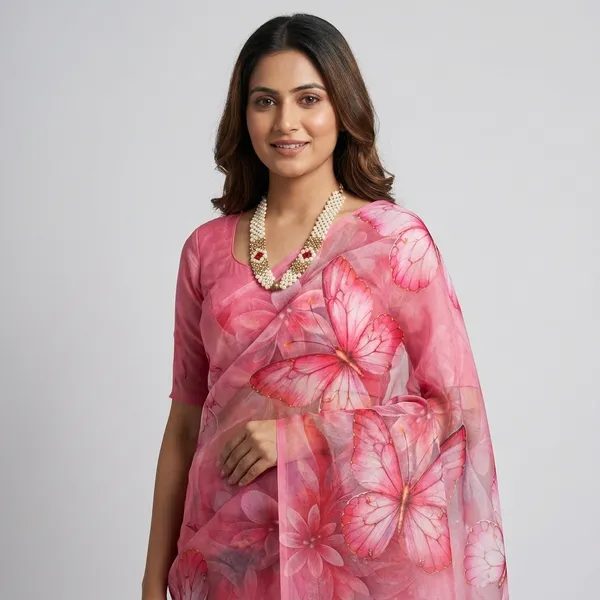Pink_Pure_Georgette_Saree_Matching_Blouse_Piece_For_Women
