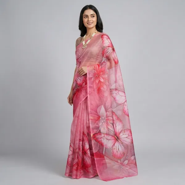 Pink_Pure_Georgette_Saree_Matching_Blouse_Piece_For_Women
