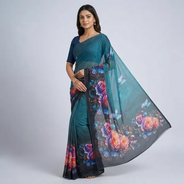 Pure_Georgette_Saree_Matching_Blouse_Piece_For_Women