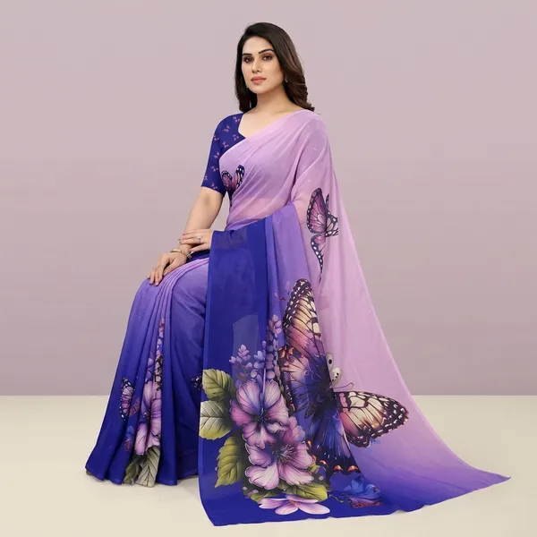 Purple_Pure_Georgette_Saree_Matching_Blouse_Piece_For_Women